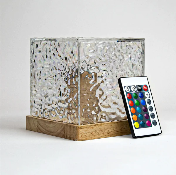 Dynamic Rotating Water Ripple Night Light – Color Changing Crystal Lamp with Remote Control