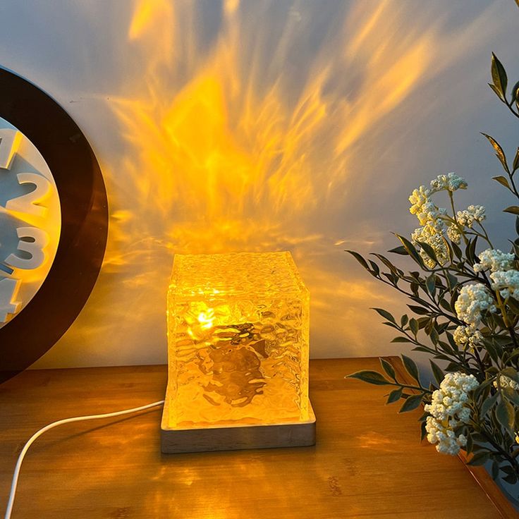 Dynamic Rotating Water Ripple Night Light – Color Changing Crystal Lamp with Remote Control