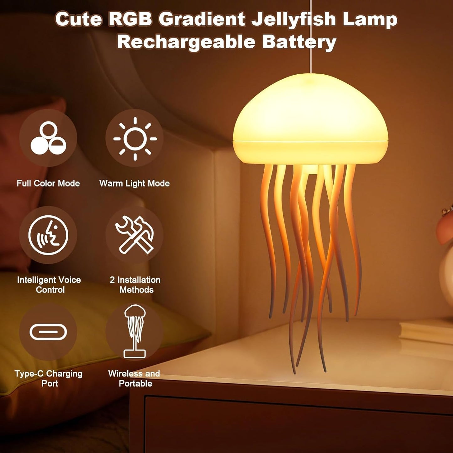 Jellyfish RGB Bedside Lamp – Mesmerizing Mood Lighting