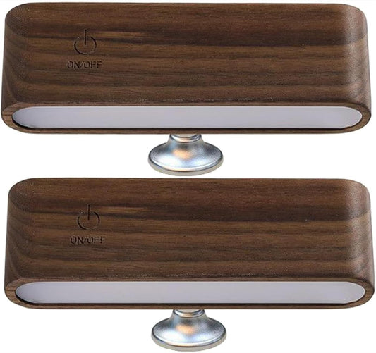 360° Rotating Solid Wood Desk Lamp – Magnetic Charging | Touch & Remote Control | 3-Color Stepless Dimming | No-Drill Installation (Dark Brown)